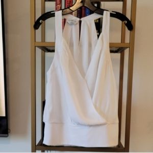 Bebe White Wrap Front Top, Size M